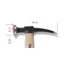 BETA 1345 Martello con testa tonda convessa e penna manico in legno