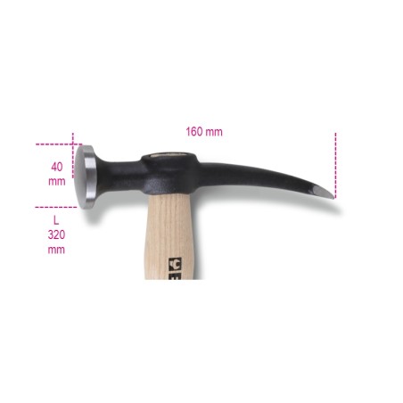 BETA 1345 Martello con testa tonda convessa e penna manico in legno