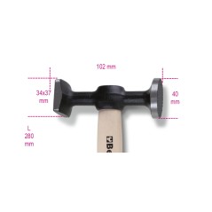 BETA 1357Z/45 Martelli con teste piane tonda zigrinata e quadra liscia manico in legno