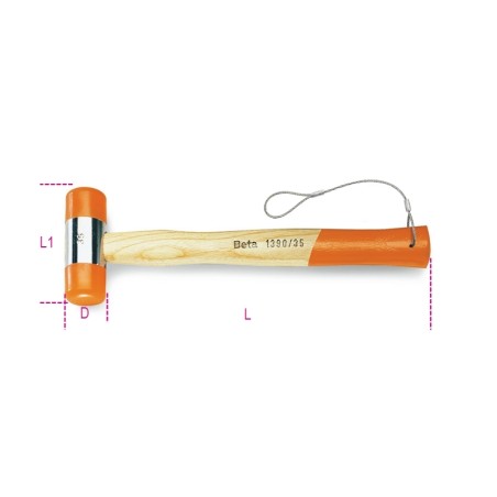 BETA 1390HS Mazzuole con battenti intercambiabili in materiale plastico manico in legno H-SAFE
