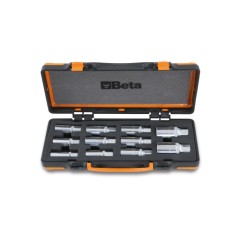 BETA 1433/C11 Serie di 11 estrattori a rulli per viti prigioniere con attacco quadro femmina 1/2" ed esagono di manovra in casse
