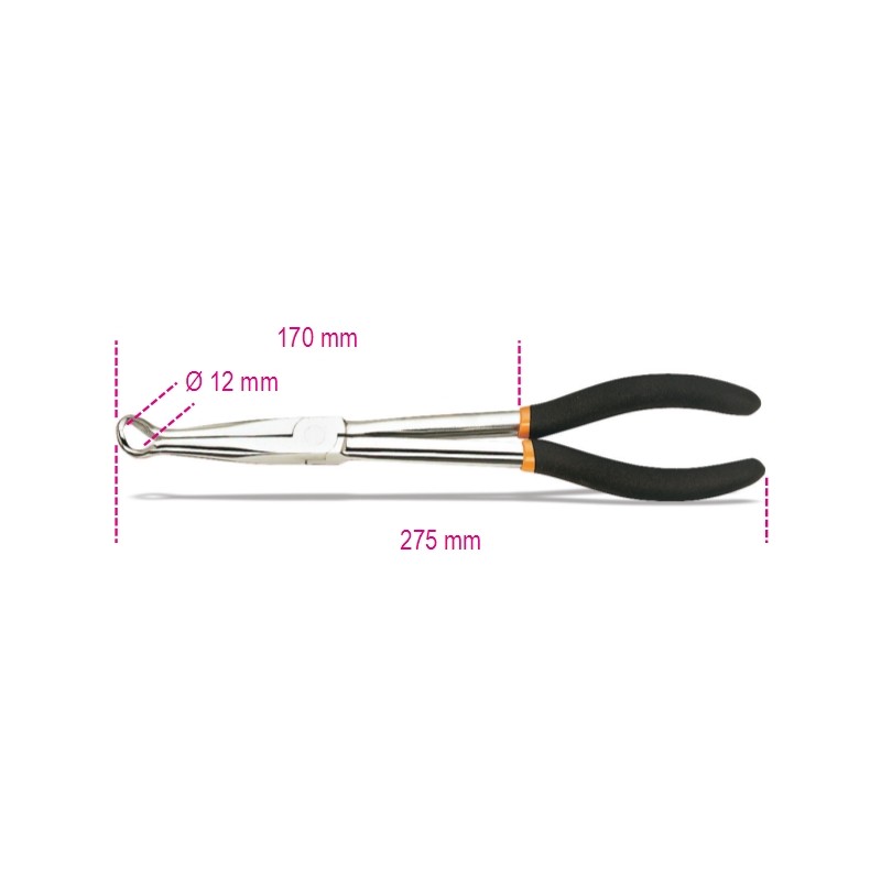 BETA 1474DL Pinza per cappucci candele d’accensione a becchi lunghi manici ricoperti con 2 strati in PVC