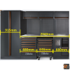 Combinazione arredo officina C45PRO X (piano in inox) con assortimento BW 5945 misure