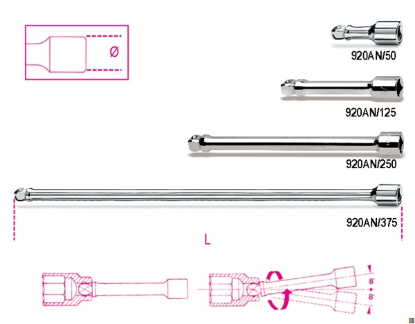 920an Prolunghe Con Attacchi Quadri Angolari 50 Beta Utensili 009200833 Remmtools
