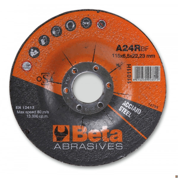 11011H 115X6,5 - CF. 10PZ DISCHI SBAVO ACCIAIO 115X6,5 ø22,23 DH A