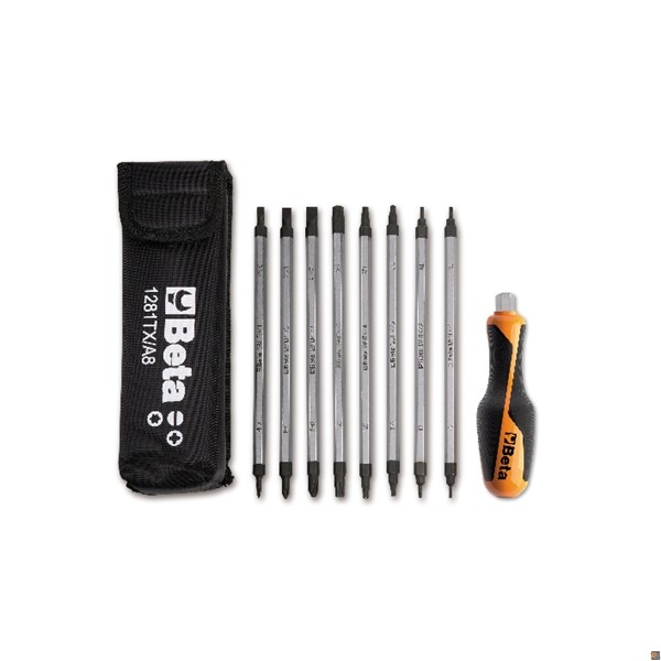 1281BG-TX/A8 - ASSORTIMENTO DI 8 GIRAVITE BIVALENTI E 1 IMPUGNATURA, IN ASTUCCIO