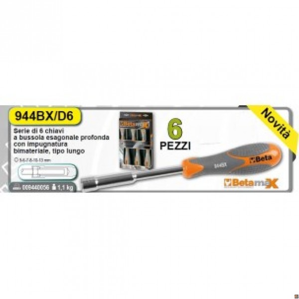 944BX/D6 - SERIE DI 6 CHIAVI A BUSSOLA ESAGONALE PROFUNDA