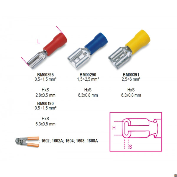 BM00190 - CF. 100PZ TERM. LAM.FEMM. R 1,5 6,3 (EX1622R/6,3)