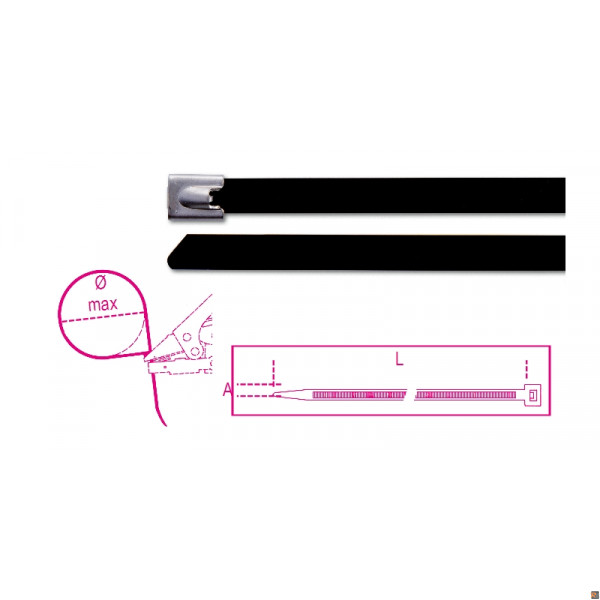 BMSC2045 - CF. 100PZ FASCETTE BLOCC. INOX+POLIEST.4,6X200