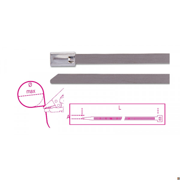 BMS3079 - CF. 100PZ FASCETTE AUTOBLOCC. INOX 7,9X300