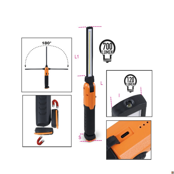 LAMPADE ORIENTABILI BASE MAGN. 700LM AM 1838AM BETA 018380400