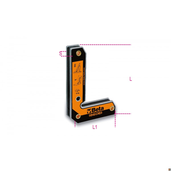1860EI DIME SQUADRA MAGNETICHE 90° EST-INT BETA UTENSILI 018600290
