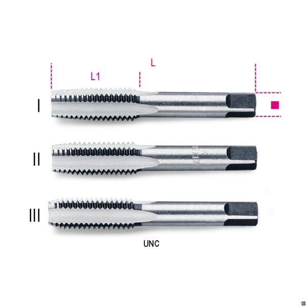 430ASC - SERIE DI 3 MASCHI A MANO SGROSSATORE, INTERMEDIO, FINITORE, UNC - 3/4x10
