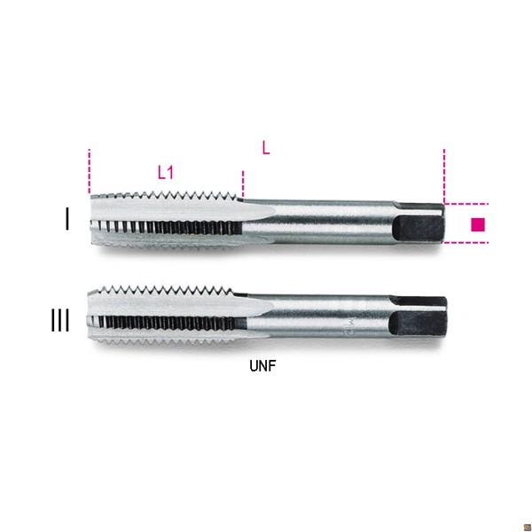 433ASF - SERIE DI 2 MASCHI A MANO UNF, PASSO FINE - 3/4x16