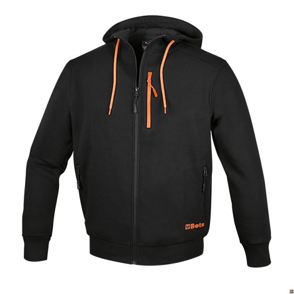 7665N FELPA CON CAPPUCCIO NERA CON ZIP LUNGA BETA UTENSILI 076650000R REMMTOOLS