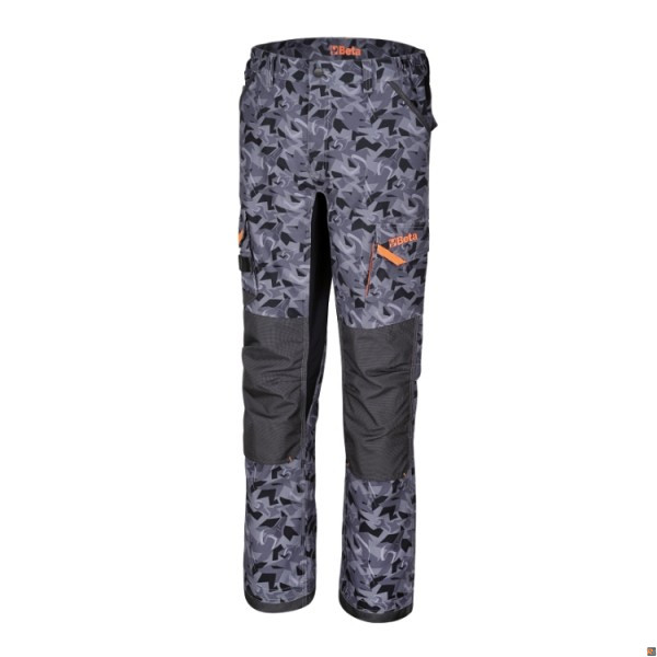 7818CM Pantaloni da lavoro multitasche con inserti in tessuto elasticizzato - colore camouflage grigio