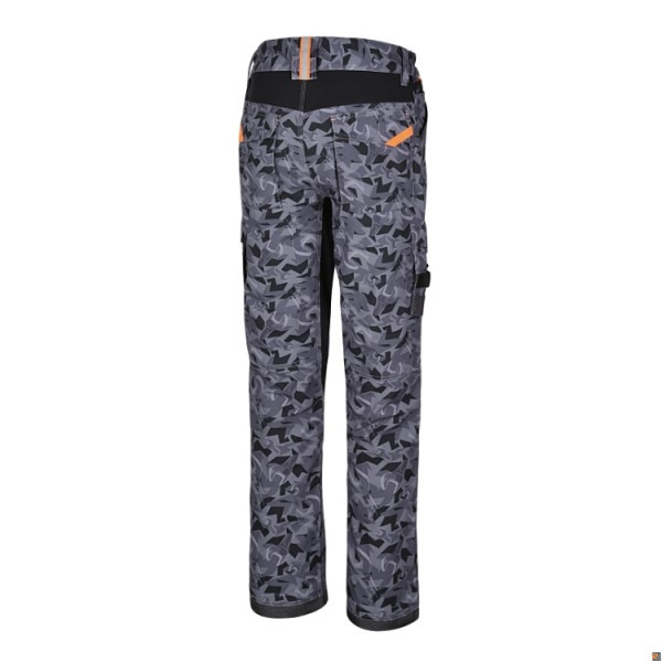 7818CM Pantaloni da lavoro multitasche con inserti in tessuto elasticizzato - colore camouflage grigio