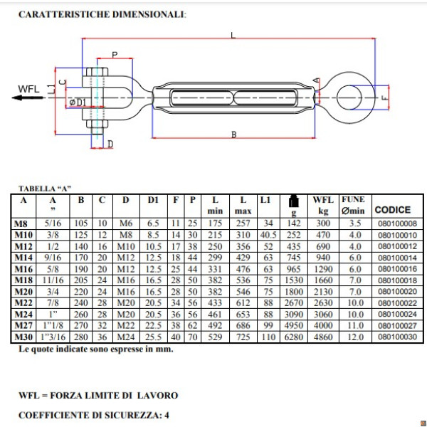 8010Z Tenditori ad occhio e forcella zincati