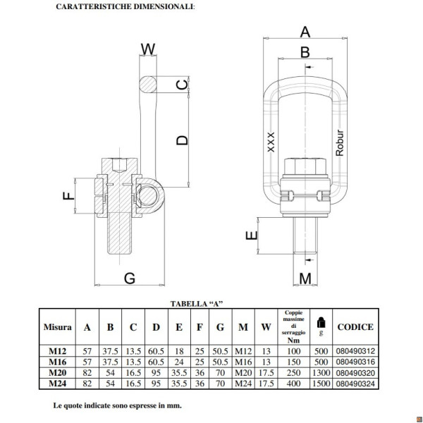 8049V - Golfare maschio girevole con staffa disassata