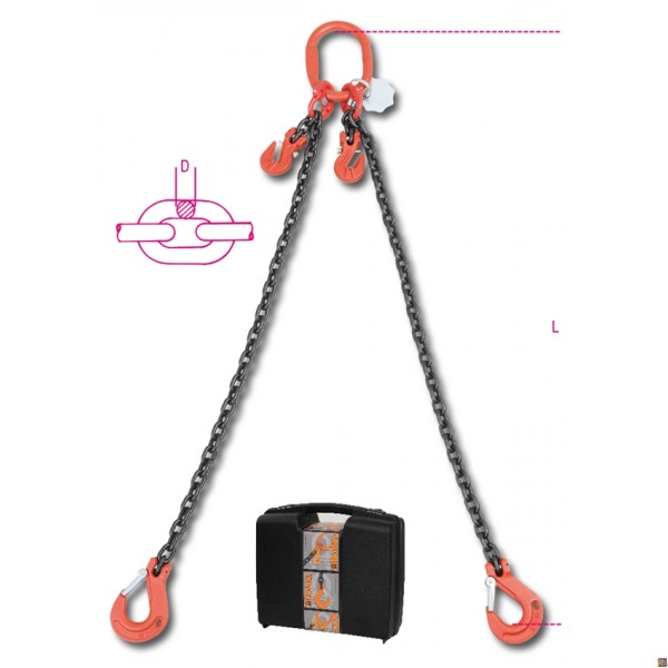 8097 - PENDENTI DI CATENA A 2 BRACCI CON GANCI ACCORCIATORI d.16 L.1m