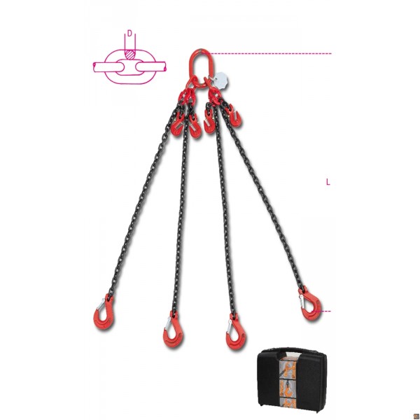 8098 - PENDENTI DI CATENA A 4 BRACCI CON GANCI ACCORCIATORI D.13mm L.4m