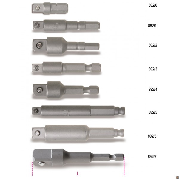 900/... - PROLUNGHE CON ATTACCHI QUADRI MASCHIO E FEMMINA 1/4" - 23