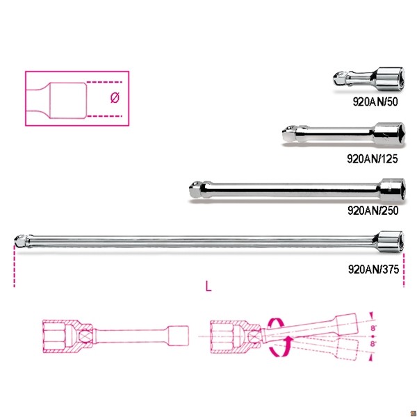 920AN - PROLUNGHE CON ATTACCHI QUADRI ANGOLARI - 250