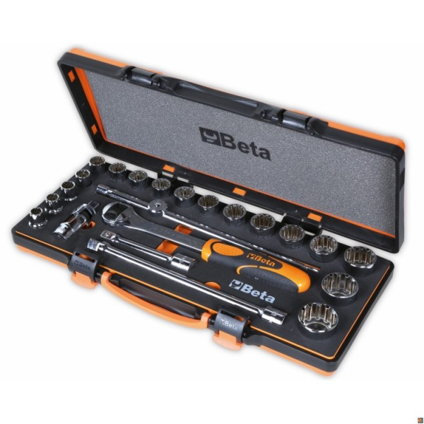 92UA/C17M - assortimento di 17 chiavi a bussola multimpronta e 5 accessori in termoformato morbido, in cassetta di lamiera BETA UTENSILI 009201797