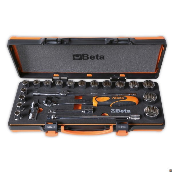 92UA/C17M - assortimento di 17 chiavi a bussola multimpronta e 5 accessori in termoformato morbido, in cassetta di lamiera BETA UTENSILI 009201797