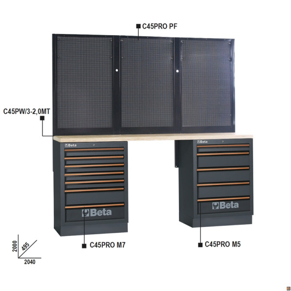 BANCHI PRO PIANI WOOD 2,0MT 2MOD+2PANNEL C45PRO BPW-2,0 BETA 045000052