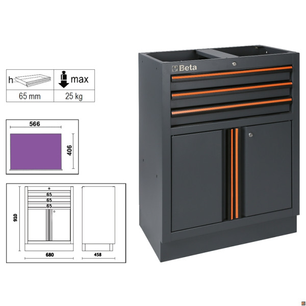 C45PRO M3A MODULI 3 CASSETTI+ANTE 680 MM C45 M3 PRO