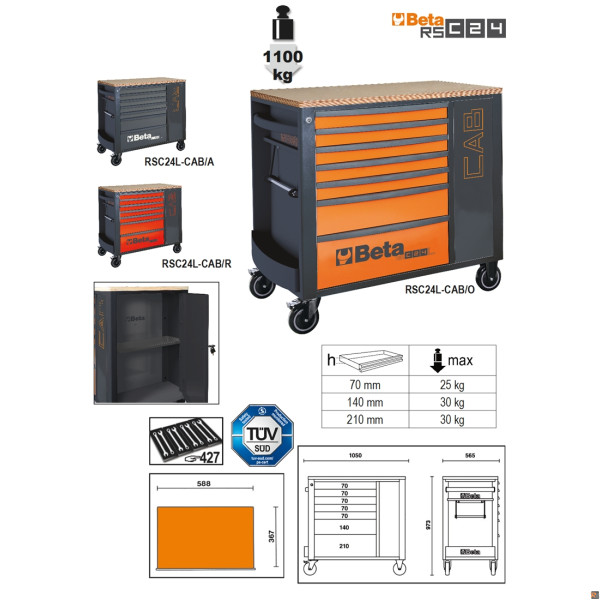 CASSETT.7 DRAW + CAB ORANGE RSC24L-CAB/O BETA 024004471