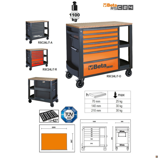 CASSETTIERA 7 CASSETTI ORANGE RSC24L/7-O - 024004371 BETA UTENSILI
