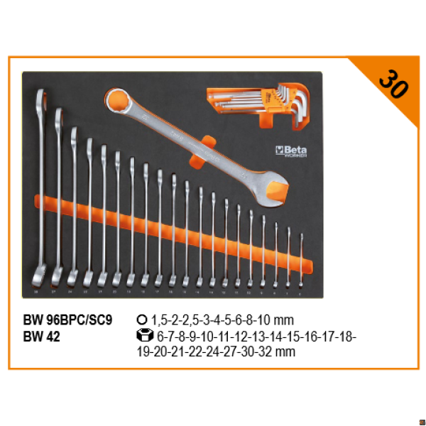 Combinazione arredo officina C45PRO X (piano in inox) con assortimento BW 5945