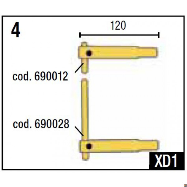 XD1 BRACCI DIRITTI L=120 + ELETTRODI - cod. 803015