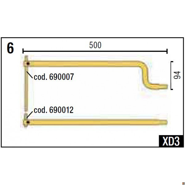 XD3 BRACCI SAGOMATI L=500 + ELETTRODI cod. 803024