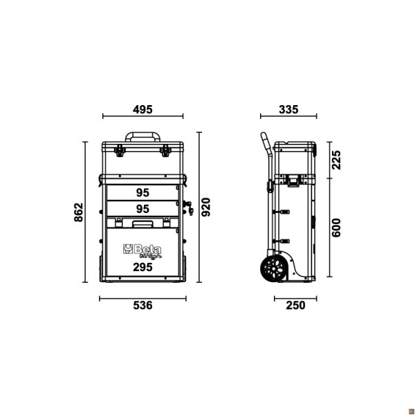 C41H - 4100H - trolley portautensili a due moduli sovrapponibili BETA UTENSILI