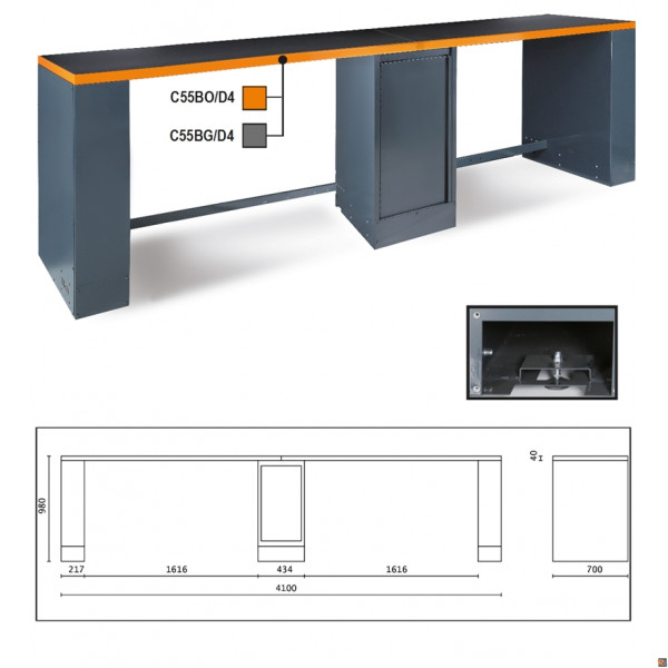 C55B-D4 - BANCHI COMPLETI 4MT ORANGE BO/D4