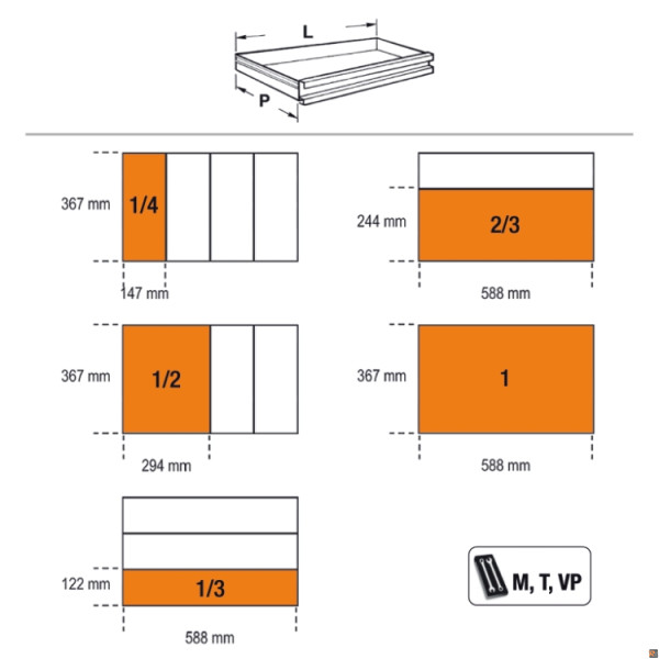 C55C7 - Cassettiera mobile con 7 cassetti per arredo officina BETA UTENSILI 055000201