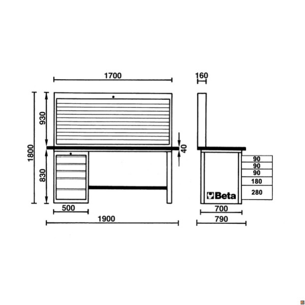 C57S/A O - BANCO DA LAVORO MASTERCARGO - VUOTO - BETA UTENSILI 057001005