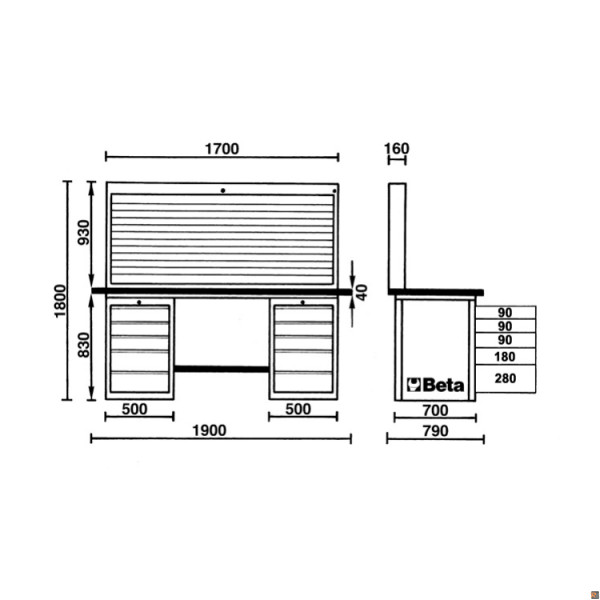 C57SB R - BANCO DA LAVORO MASTERCARGO - VUOTO BETA UTENSILI 057001406