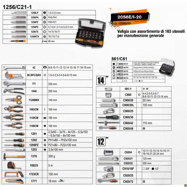 Contenuto Beta 2056E - 163 UTENSILI