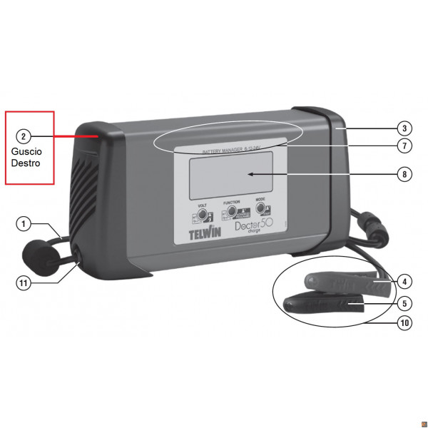 GUSCIO DESTRO ricambio x DOCTOR CHARGE 50 - 321156
