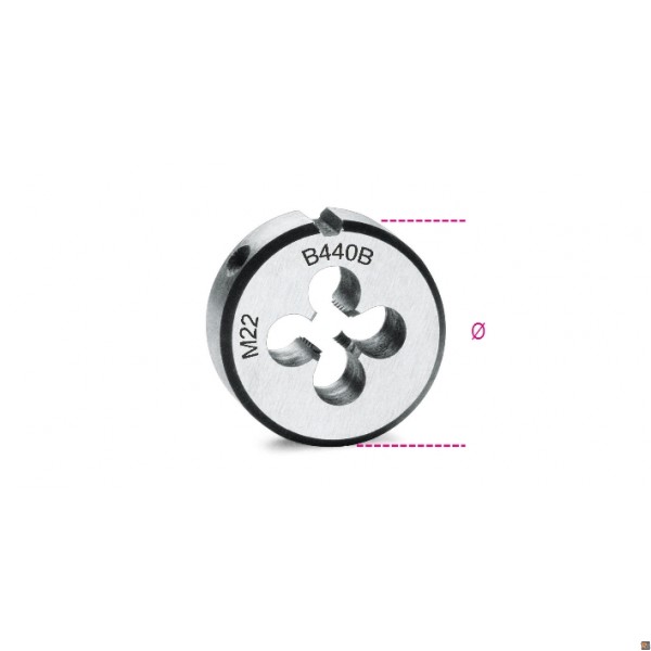 440B - FILIERE TONDE PASSO GROSSO IN ACCIAIO AL CROMO - 22X2,5