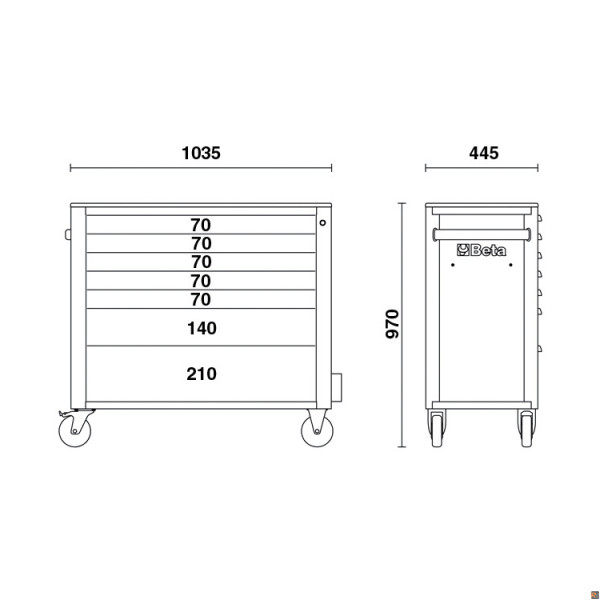 RSC24AXL/7 Cassettiera porta attrezzi 7 cassetti modello LUNGO