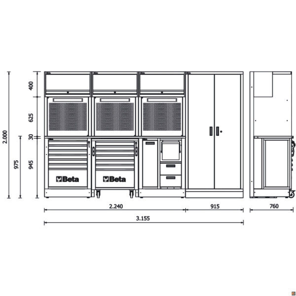 Combinazione arredo officina RSC50 2.0 con 411 utensili IN OMAGGIO
