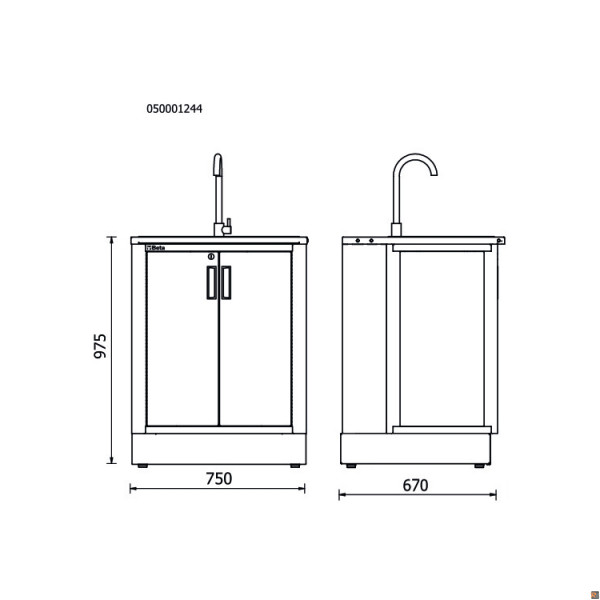 Modulo fisso con lavandino integrato per arredo officina RSC50 2.0