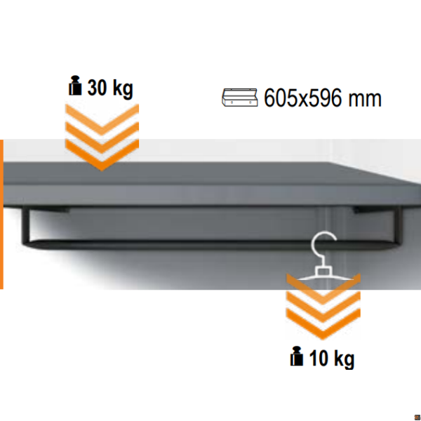 RSC50 A1/RB59 - Ripiano interno per armadio arredo officina RSC50 A1 con barra appendiabiti