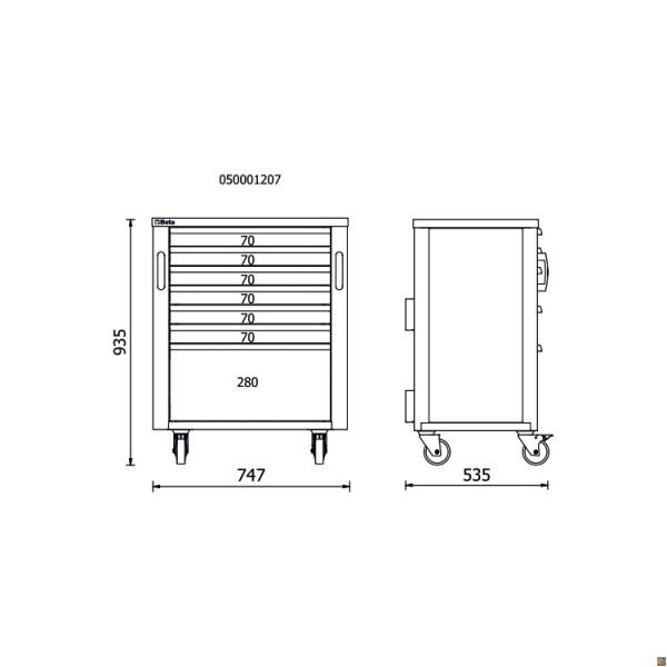 RSC50 C7 - Cassettiera mobile con 7 cassetti per arredo officina RSC50