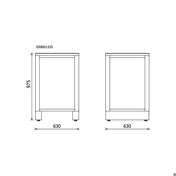 RSC50 KAI - Elemento angolare 630x630mm inferiore per arredo officina RSC50 - ANTRACITE